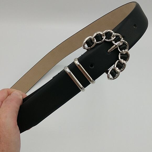 NWT Steve Madden Y2K Black Jeans Belt size Medium - Picture 1 of 4